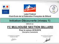 2019-02-13 Le FCM labellisé  Ecole de Billard  pour la saison 2018-2019